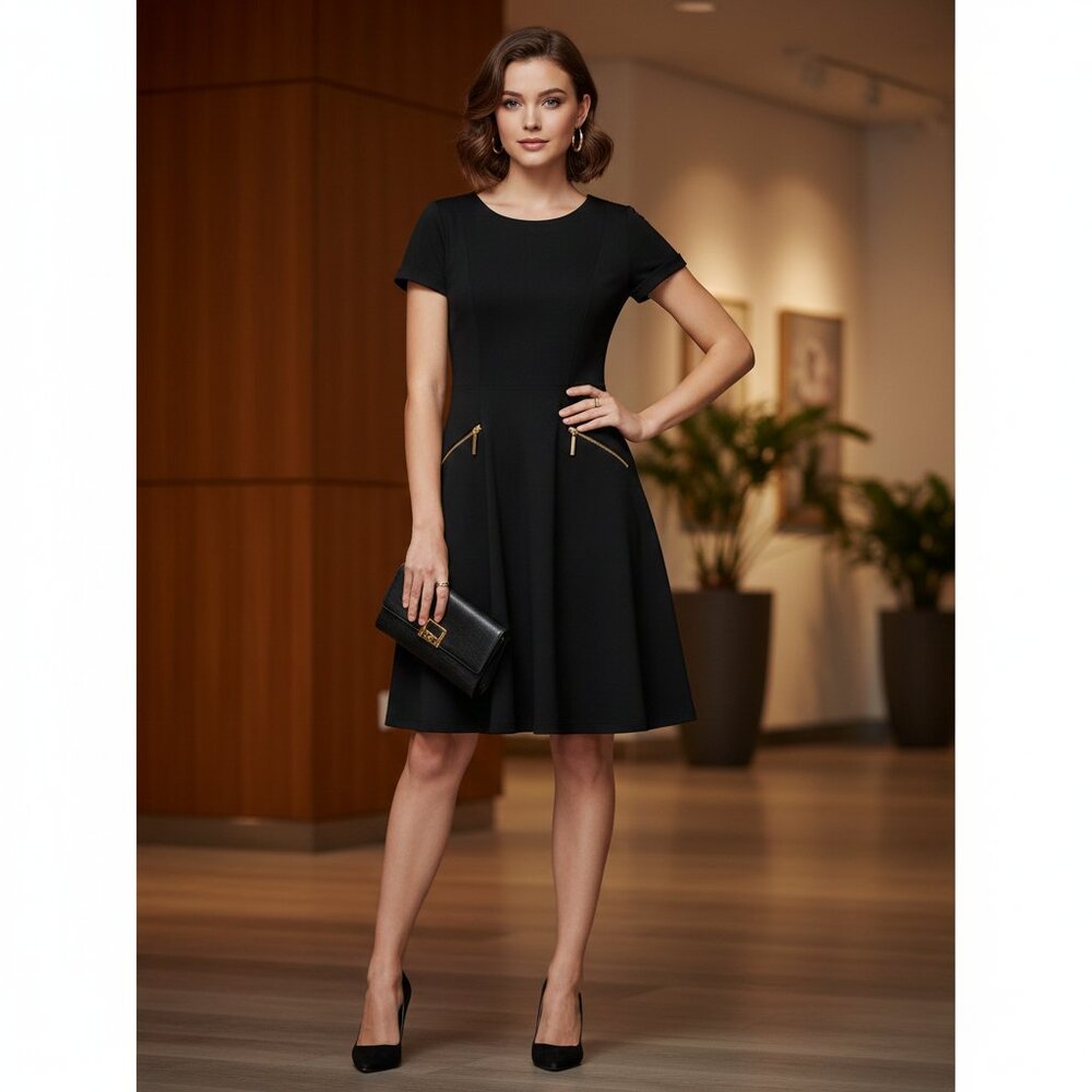 Chetta B Black Knit Sheath Dress – Size 4 (Career to Cocktail)
